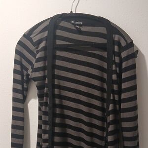 Miss Chievous Black and Gray Striped Sweater